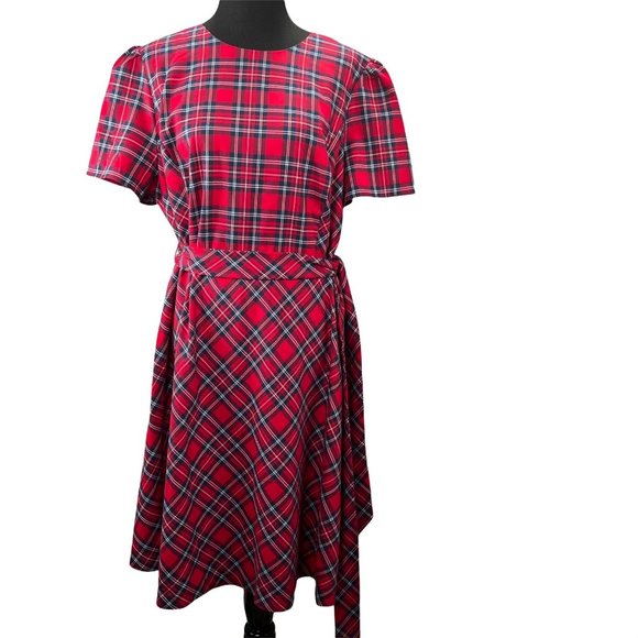 Draper James Love Circle Dress size 18 Angie Red Plaid A Line Circle NWT - Picture 1 of 13